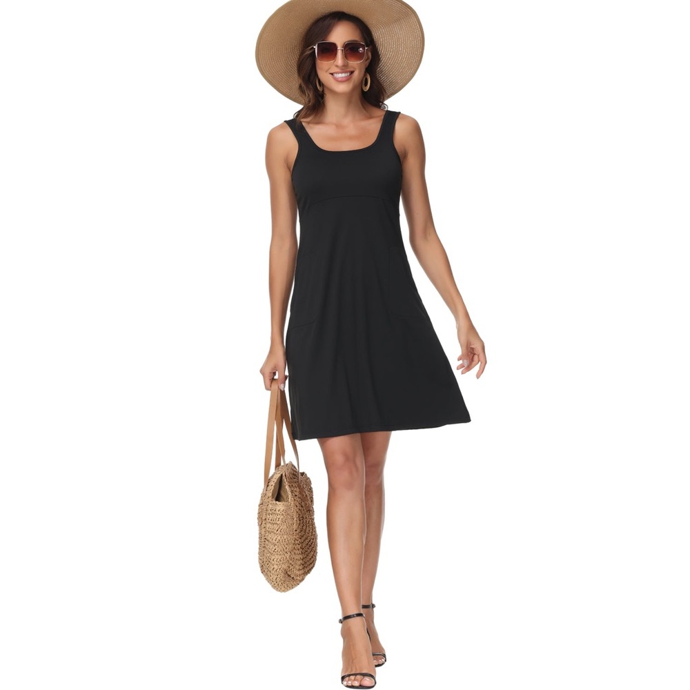 (A7) Lightbare Women's UPF 50+ Tank Black Dress, Size Medium, NWT
